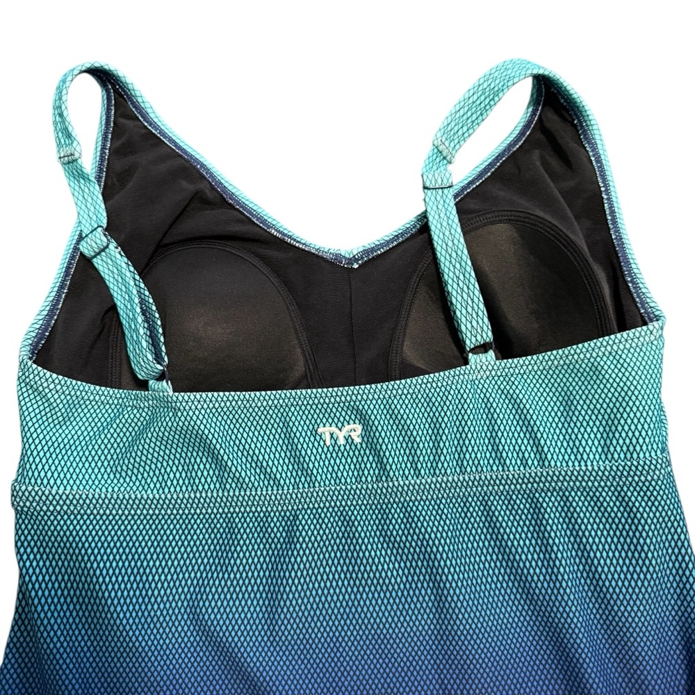 TYR Fishnet V Neck Tankini Women’s Size 14 Teal Navy - Picture 9 of 11